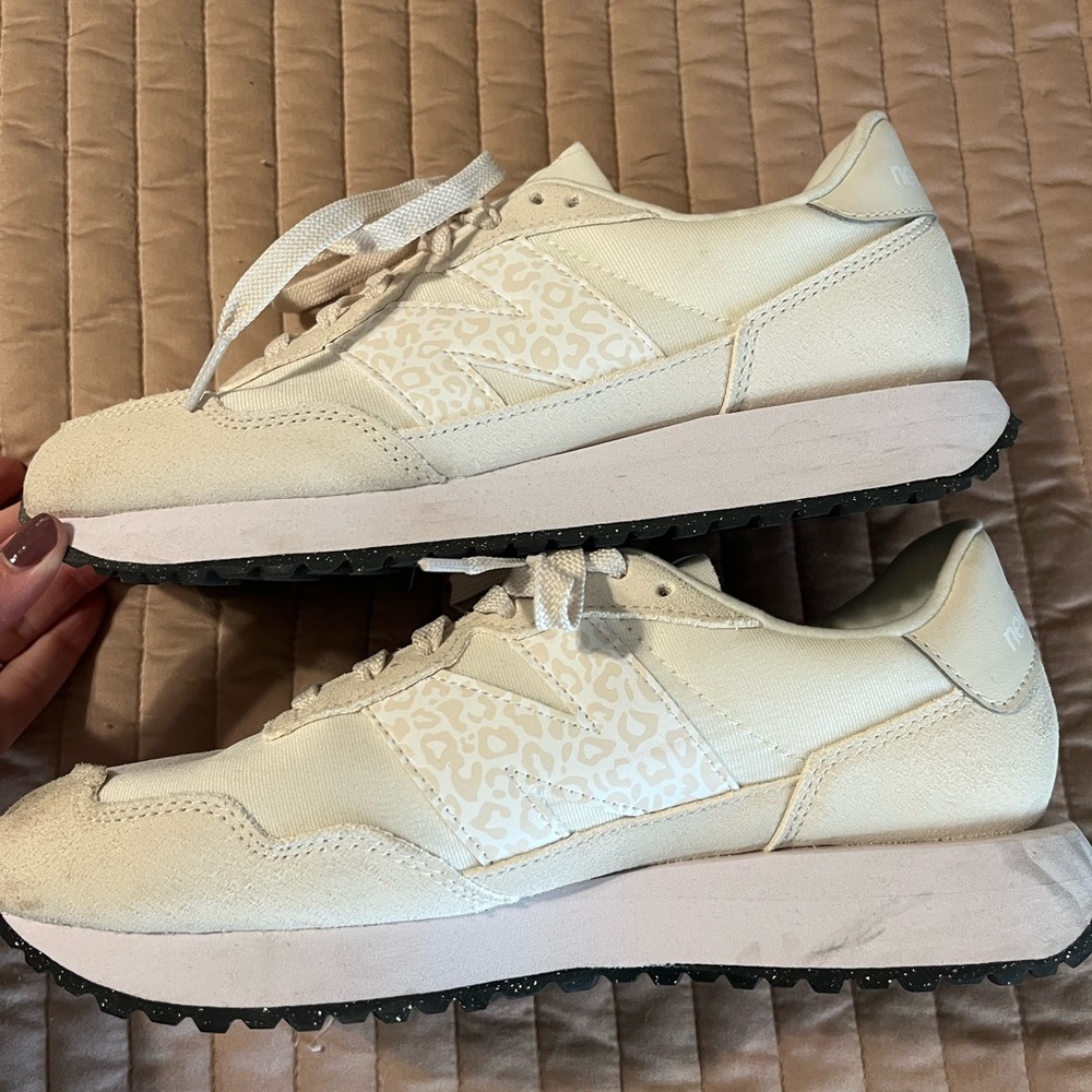 New Balance  Cream and Leopard Sneakers